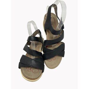 Bionica Black Leather Comfort Sandals Womens Size 9.5M Strappy Ankle Strap